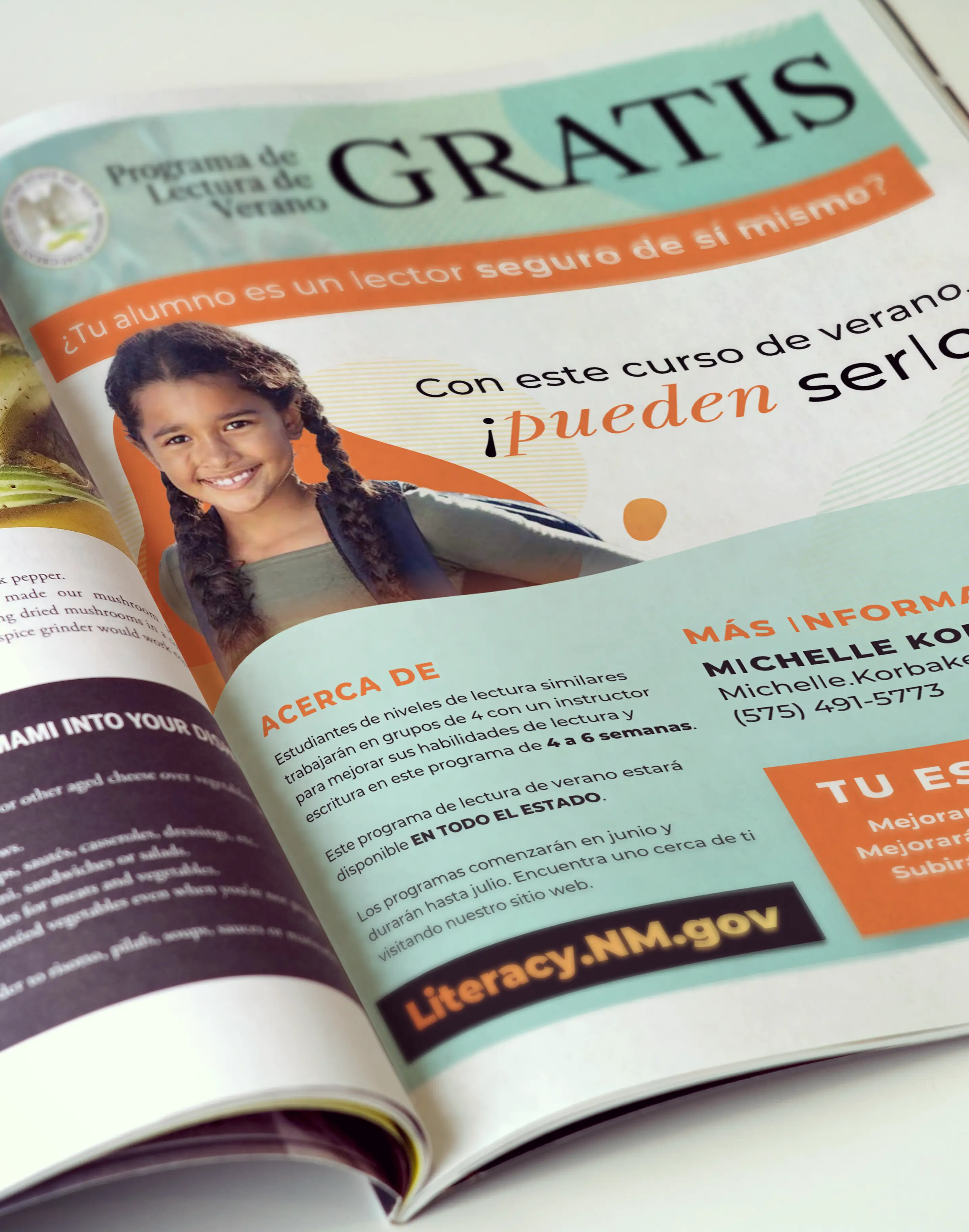 Reading Program advertisement placement in magazine.